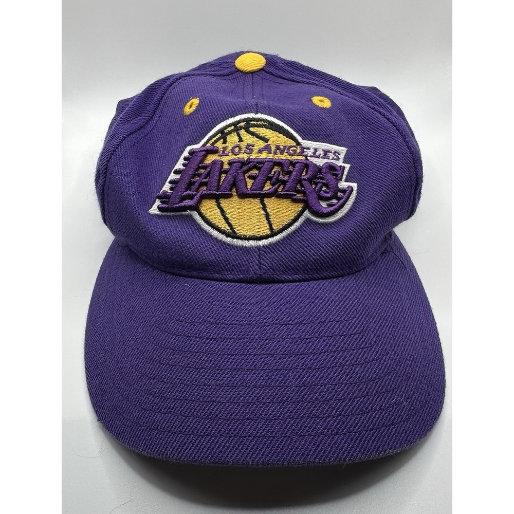 Vintage Puma NBA LA Lakers Basketball Purple Logo Athletic Snapback Hat Cap